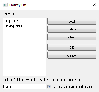 Hotkey list editor form